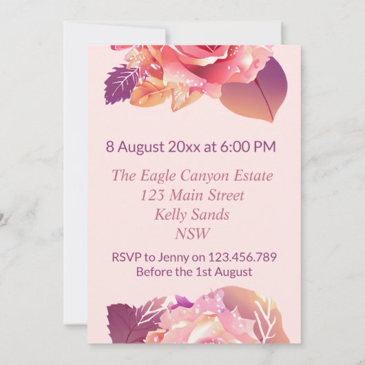 Mooie Roze Roze Roze Roze Kaart (Achterkant)