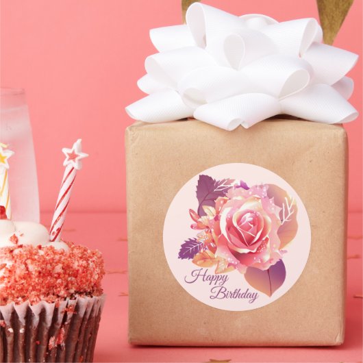 Mooie Roze Roze Roze Roze Ronde Sticker (Feest)