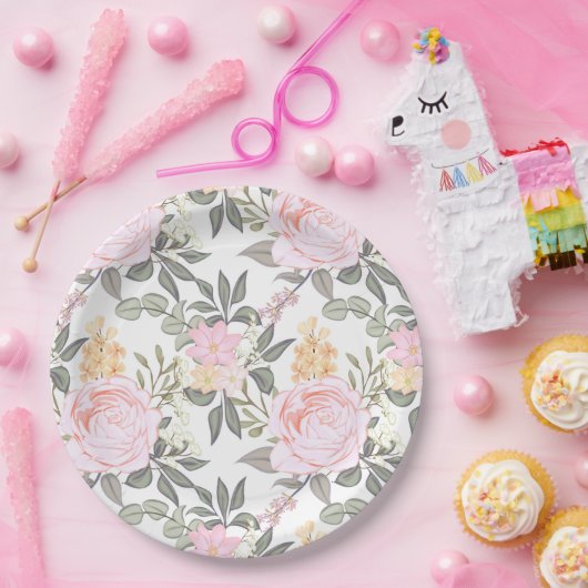 Mooie roze roze roze roze roze roze roodbruine loo papieren bordje (Feest)