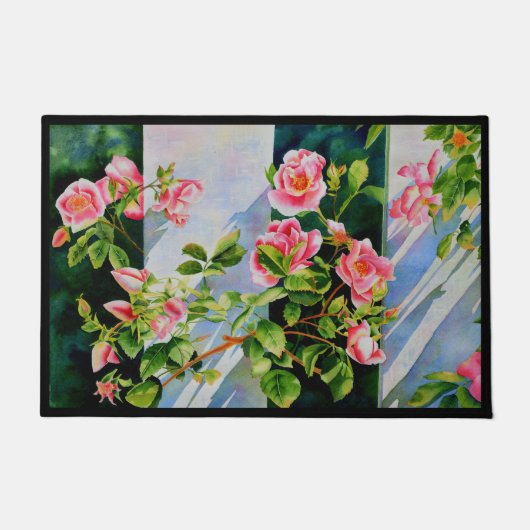 Mooie roze roze rozen, rode rozen, waterverf flora deurmat (Voorkant)