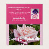 Mooie roze roze rozenliefde Birthday Kaart (Buitenkant ongevouwen)