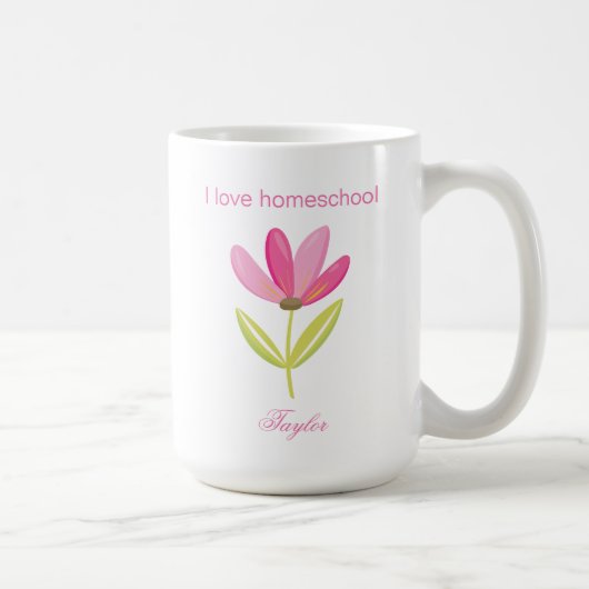 Mooie roze roze veer thema homeschool koffiemok (Rechts)