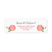 Mooie roze roze Waterverf Floral Etiket (Voorkant)