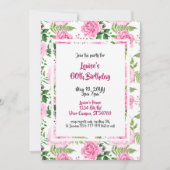 Mooie roze rozen 60ste verjaardag uitnodiging (Voorkant)