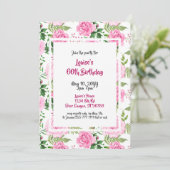 Mooie roze rozen 60ste verjaardag uitnodiging (Staand voorkant)