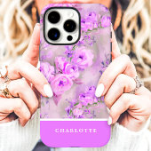 Mooie Roze Rozen Aangepaste Naam Bloemstuk Case-Mate iPhone Case