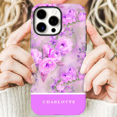 Mooie Roze Rozen Aangepaste Naam Bloemstuk Case-Mate iPhone Case