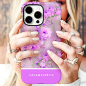 Mooie Roze Rozen Aangepaste Naam Bloemstuk Case-Mate iPhone Case