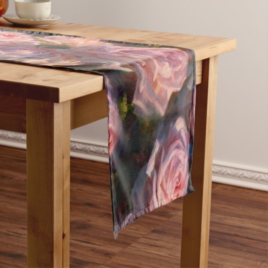 Mooie roze rozen, aangepaste ventilatortabel korte tafelloper (Voorbeeld)