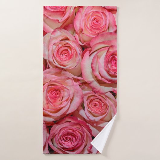 Mooie roze rozen badhanddoek (Badhanddoek)