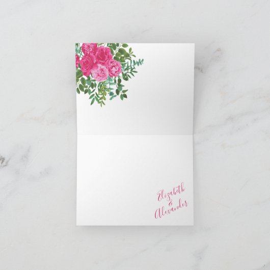 Mooie, roze Rozen Bedankkaart (Binnen)