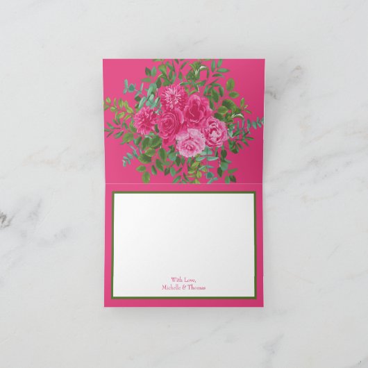 Mooie, roze Rozen Bedankkaart (Binnen)