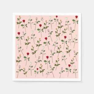 Mooie Roze Rozen Bloemachtige Bruidsdouche Servetten