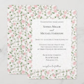 Mooie Roze Rozen Bloemen Bruiloft Kaart (Voorkant / Achterkant)