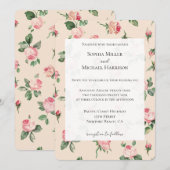 Mooie Roze Rozen Bloemen Bruiloft Kaart (Voorkant / Achterkant)