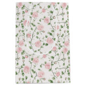Mooie Roze Rozen Bloemen Bruiloft Medium Cadeauzakje (Voorkant)