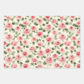 Mooie Roze Rozen Bloemen Bruiloftsshower Inpakpapier Vel (Voorkant)