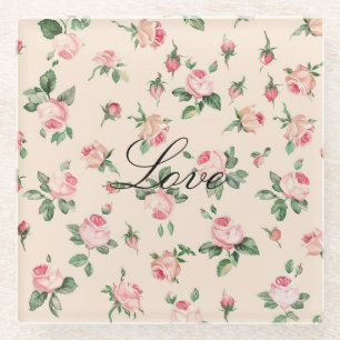 Mooie Roze Rozen Bloemen Glazen Onderzetter