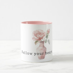 Mooie Roze Rozen Bloemen in Vaas Mok