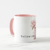 Mooie Roze Rozen Bloemen in Vaas Mok (Voorkant links)