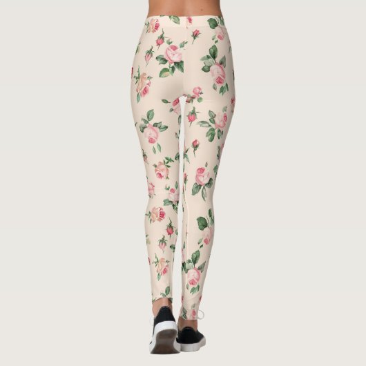 Mooie Roze Rozen Bloemen Leggings (Achterkant)