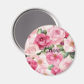 Mooie Roze Rozen Bloemen Magneet (Voorkant / Achterkant)
