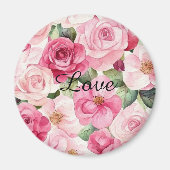 Mooie Roze Rozen Bloemen Magneet (Voorkant)