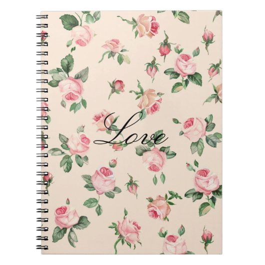 Mooie Roze Rozen Bloemen Notitieboek (Voorkant)