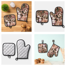 Mooie Roze Rozen Bloemen Ovenwant & Pannenlap Set