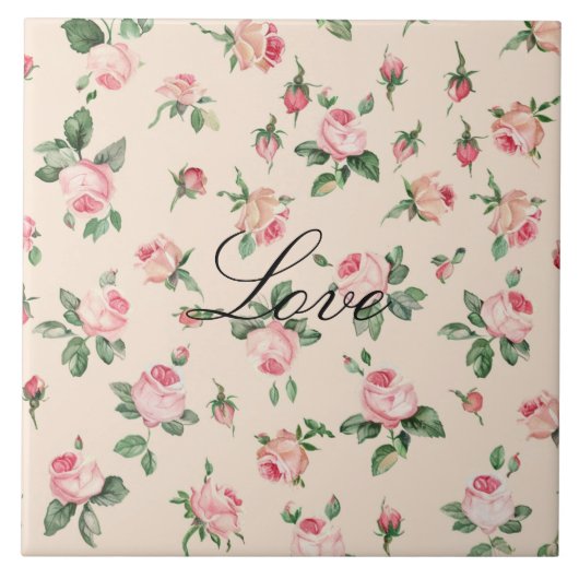 Mooie Roze Rozen Bloemen Tegeltje (Voorkant)