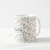 Mooie Roze Rozen Bloemig Koffiemok (Voorkant rechts)