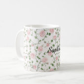 Mooie Roze Rozen Bloemig Koffiemok (Voorkant links)