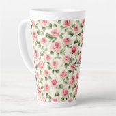 Mooie Roze Rozen Bloemig Latte Mok (Linkerhoek)