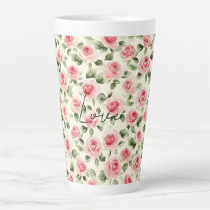 Mooie Roze Rozen Bloemig Latte Mok