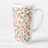 Mooie Roze Rozen Bloemig Latte Mok (Rechts)