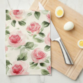 Mooie Roze Rozen Bloemig Theedoek (Quarter Fold)