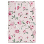 Mooie Roze Rozen Bloemige Bruidsdouche Medium Cadeauzakje (Achterkant)