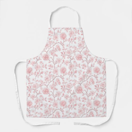 Mooie Roze Rozen Bloemige Bruidsdouche Schort (Voorkant)