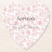 Mooie Roze Rozen Bloemige Bruidsfeest Kartonnen Onderzetters (Voorkant)