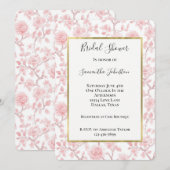 Mooie Roze Rozen Bloemige Bruiloftsdouche Kaart (Voorkant / Achterkant)