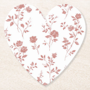 Mooie Roze Rozen Bloemige Bruiloftsdouche Kartonnen Onderzetters