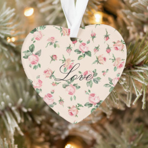 Mooie Roze Rozen Bloemige Kerst Ornament
