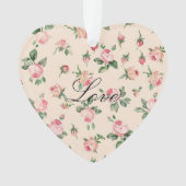 Mooie Roze Rozen Bloemige Kerst Ornament (voorkant)