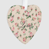 Mooie Roze Rozen Bloemige Kerst Ornament (voorkant)
