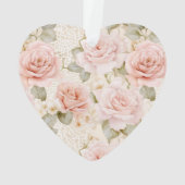 Mooie Roze Rozen Bloemige Kerst Ornament (achterkant)