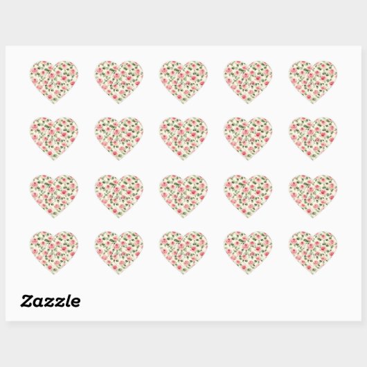 Mooie Roze Rozen Bloemrijke Bruids-Shower Hart Sticker (Vel)