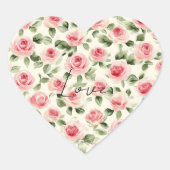 Mooie Roze Rozen Bloemrijke Bruids-Shower Hart Sticker (Voorkant)