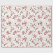 Mooie Roze Rozen Bloemrijke Bruidsdouche Cadeaupapier (Vlak)