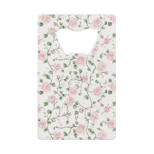 Mooie Roze Rozen Bloemrijke Bruidsdouche Creditkaart Flessenopener