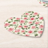 Mooie Roze Rozen Bloemrijke Bruidsdouche Kartonnen Onderzetters (Gekanteld)